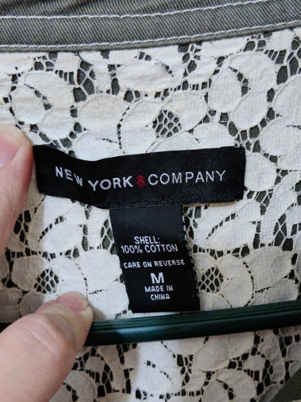 New York & Company Women M Army Olive Green Double Breasted Coat Only Worn Twice - Picture 2 of 4